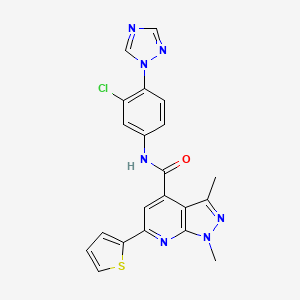 molecular formula C21H16ClN7OS B10918416 N-[3-chloro-4-(1H-1,2,4-triazol-1-yl)phenyl]-1,3-dimethyl-6-(thiophen-2-yl)-1H-pyrazolo[3,4-b]pyridine-4-carboxamide 