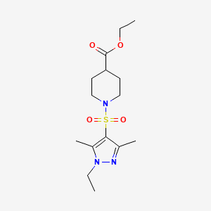 molecular formula C15H25N3O4S B10918424 ethyl 1-[(1-ethyl-3,5-dimethyl-1H-pyrazol-4-yl)sulfonyl]piperidine-4-carboxylate 