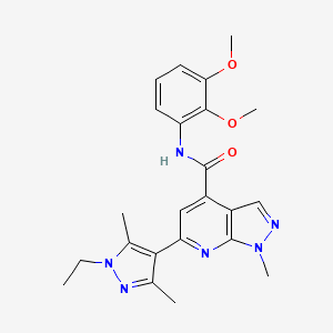 molecular formula C23H26N6O3 B10918462 N-(2,3-dimethoxyphenyl)-6-(1-ethyl-3,5-dimethyl-1H-pyrazol-4-yl)-1-methyl-1H-pyrazolo[3,4-b]pyridine-4-carboxamide 