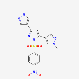 molecular formula C17H15N7O4S B10918468 3,5-bis(1-methylpyrazol-4-yl)-1-(4-nitrophenyl)sulfonylpyrazole 