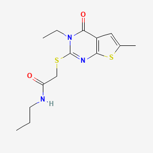 2-[(3-ethyl-6-methyl-4-oxo-3,4-dihydrothieno[2,3-d]pyrimidin-2-yl)sulfanyl]-N-propylacetamide