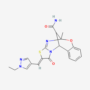 (2Z)-2-[(1-ethyl-1H-pyrazol-4-yl)methylidene]-5-methyl-1-oxo-1,2-dihydro-5H,11H-5,11-methano[1,3]thiazolo[2,3-d][1,3,5]benzoxadiazocine-13-carboxamide