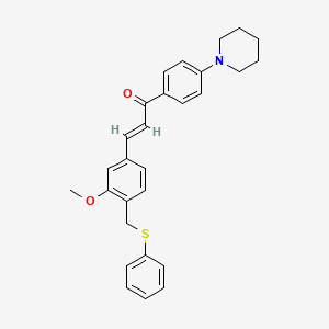 molecular formula C28H29NO2S B10918495 (2E)-3-{3-methoxy-4-[(phenylsulfanyl)methyl]phenyl}-1-[4-(piperidin-1-yl)phenyl]prop-2-en-1-one 