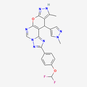 4-[4-(difluoromethoxy)phenyl]-14-methyl-16-(1-methylpyrazol-4-yl)-10-oxa-3,5,6,8,12,13-hexazatetracyclo[7.7.0.02,6.011,15]hexadeca-1(9),2,4,7,11,14-hexaene