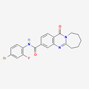 molecular formula C20H17BrFN3O2 B10918530 N-(4-bromo-2-fluorophenyl)-12-oxo-6,7,8,9,10,12-hexahydroazepino[2,1-b]quinazoline-3-carboxamide 