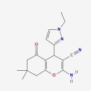 2-Amino-4-(1-ethyl-1H-pyrazol-3-yl)-7,7-dimethyl-5-oxo-5,6,7,8-tetrahydro-4H-chromene-3-carbonitrile