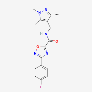 molecular formula C16H16FN5O2 B10918557 3-(4-fluorophenyl)-N-[(1,3,5-trimethyl-1H-pyrazol-4-yl)methyl]-1,2,4-oxadiazole-5-carboxamide 