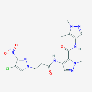 4-{[3-(4-chloro-3-nitro-1H-pyrazol-1-yl)propanoyl]amino}-N-(1,5-dimethyl-1H-pyrazol-4-yl)-1-methyl-1H-pyrazole-5-carboxamide