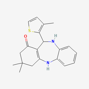 molecular formula C20H22N2OS B10918597 3,3-dimethyl-11-(3-methylthiophen-2-yl)-2,3,4,5,10,11-hexahydro-1H-dibenzo[b,e][1,4]diazepin-1-one 