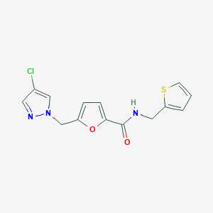 5-[(4-chloro-1H-pyrazol-1-yl)methyl]-N-(thiophen-2-ylmethyl)furan-2-carboxamide