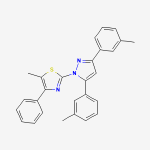 molecular formula C27H23N3S B10918664 2-[3,5-bis(3-methylphenyl)-1H-pyrazol-1-yl]-5-methyl-4-phenyl-1,3-thiazole 