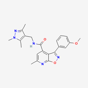 molecular formula C22H23N5O3 B10918673 3-(3-methoxyphenyl)-6-methyl-N-[(1,3,5-trimethyl-1H-pyrazol-4-yl)methyl][1,2]oxazolo[5,4-b]pyridine-4-carboxamide 