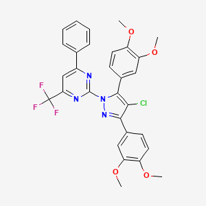 2-[4-chloro-3,5-bis(3,4-dimethoxyphenyl)-1H-pyrazol-1-yl]-4-phenyl-6-(trifluoromethyl)pyrimidine