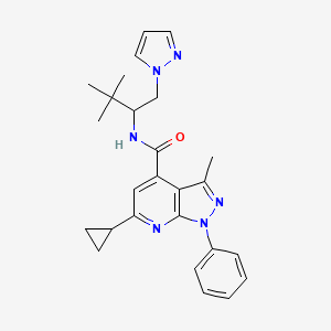 6-cyclopropyl-N-[3,3-dimethyl-1-(1H-pyrazol-1-yl)butan-2-yl]-3-methyl-1-phenyl-1H-pyrazolo[3,4-b]pyridine-4-carboxamide