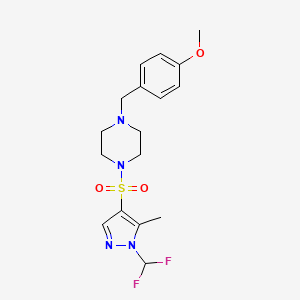 molecular formula C17H22F2N4O3S B10918703 1-{[1-(difluoromethyl)-5-methyl-1H-pyrazol-4-yl]sulfonyl}-4-(4-methoxybenzyl)piperazine 