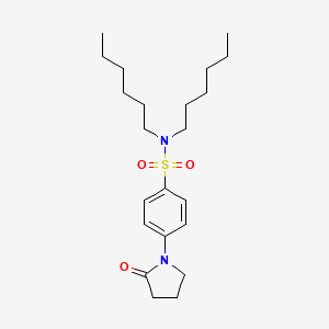 molecular formula C22H36N2O3S B10918706 N,N-dihexyl-4-(2-oxopyrrolidin-1-yl)benzenesulfonamide 