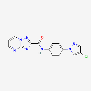 molecular formula C15H10ClN7O B10918710 N-[4-(4-chloro-1H-pyrazol-1-yl)phenyl][1,2,4]triazolo[1,5-a]pyrimidine-2-carboxamide 