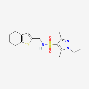 molecular formula C16H23N3O2S2 B10918725 1-ethyl-3,5-dimethyl-N-(4,5,6,7-tetrahydro-1-benzothiophen-2-ylmethyl)-1H-pyrazole-4-sulfonamide 