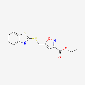 molecular formula C14H12N2O3S2 B10918744 Ethyl 5-[(1,3-benzothiazol-2-ylsulfanyl)methyl]-1,2-oxazole-3-carboxylate 