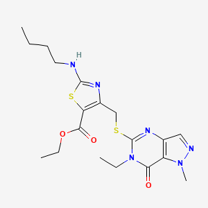 ethyl 2-(butylamino)-4-{[(6-ethyl-1-methyl-7-oxo-6,7-dihydro-1H-pyrazolo[4,3-d]pyrimidin-5-yl)sulfanyl]methyl}-1,3-thiazole-5-carboxylate