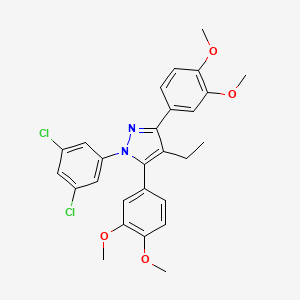 molecular formula C27H26Cl2N2O4 B10918787 1-(3,5-dichlorophenyl)-3,5-bis(3,4-dimethoxyphenyl)-4-ethyl-1H-pyrazole 