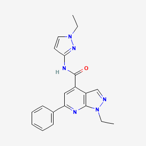 molecular formula C20H20N6O B10918801 1-ethyl-N-(1-ethyl-1H-pyrazol-3-yl)-6-phenyl-1H-pyrazolo[3,4-b]pyridine-4-carboxamide 