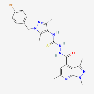 molecular formula C23H25BrN8OS B10918804 N-[1-(4-bromobenzyl)-3,5-dimethyl-1H-pyrazol-4-yl]-2-[(1,3,6-trimethyl-1H-pyrazolo[3,4-b]pyridin-4-yl)carbonyl]hydrazinecarbothioamide 