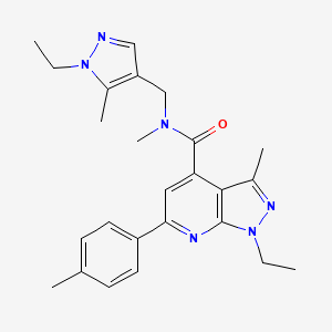 1-ethyl-N-[(1-ethyl-5-methyl-1H-pyrazol-4-yl)methyl]-N,3-dimethyl-6-(4-methylphenyl)-1H-pyrazolo[3,4-b]pyridine-4-carboxamide