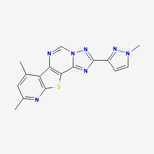 11,13-dimethyl-4-(1-methylpyrazol-3-yl)-16-thia-3,5,6,8,14-pentazatetracyclo[7.7.0.02,6.010,15]hexadeca-1(9),2,4,7,10(15),11,13-heptaene