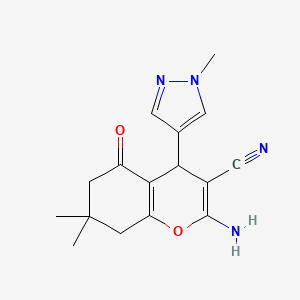 2-amino-7,7-dimethyl-4-(1-methyl-1H-pyrazol-4-yl)-5-oxo-5,6,7,8-tetrahydro-4H-chromene-3-carbonitrile