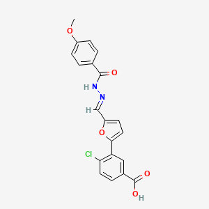 4-chloro-3-{5-[(E)-{2-[(4-methoxyphenyl)carbonyl]hydrazinylidene}methyl]furan-2-yl}benzoic acid