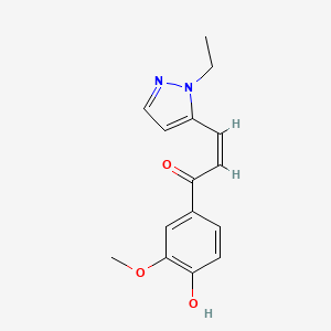 (2Z)-3-(1-ethyl-1H-pyrazol-5-yl)-1-(4-hydroxy-3-methoxyphenyl)prop-2-en-1-one