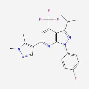 6-(1,5-dimethyl-1H-pyrazol-4-yl)-1-(4-fluorophenyl)-3-(propan-2-yl)-4-(trifluoromethyl)-1H-pyrazolo[3,4-b]pyridine