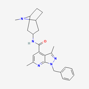 molecular formula C24H29N5O B10919000 1-benzyl-3,6-dimethyl-N-(8-methyl-8-azabicyclo[3.2.1]oct-3-yl)-1H-pyrazolo[3,4-b]pyridine-4-carboxamide 