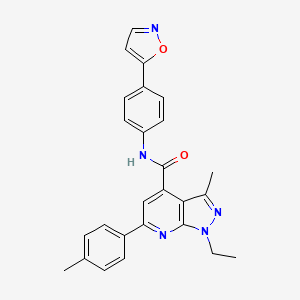 1-ethyl-3-methyl-6-(4-methylphenyl)-N-[4-(1,2-oxazol-5-yl)phenyl]-1H-pyrazolo[3,4-b]pyridine-4-carboxamide