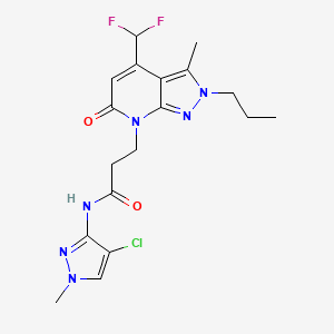 molecular formula C18H21ClF2N6O2 B10919032 N-(4-chloro-1-methyl-1H-pyrazol-3-yl)-3-[4-(difluoromethyl)-3-methyl-6-oxo-2-propyl-2,6-dihydro-7H-pyrazolo[3,4-b]pyridin-7-yl]propanamide 