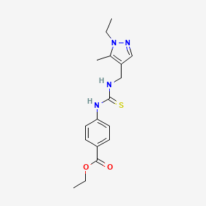 molecular formula C17H22N4O2S B10919039 ethyl 4-({[(1-ethyl-5-methyl-1H-pyrazol-4-yl)methyl]carbamothioyl}amino)benzoate 