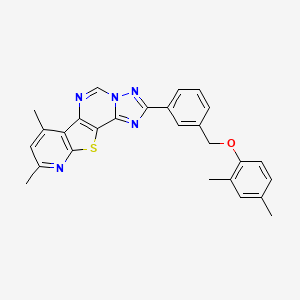 4-[3-[(2,4-dimethylphenoxy)methyl]phenyl]-11,13-dimethyl-16-thia-3,5,6,8,14-pentazatetracyclo[7.7.0.02,6.010,15]hexadeca-1(9),2,4,7,10(15),11,13-heptaene