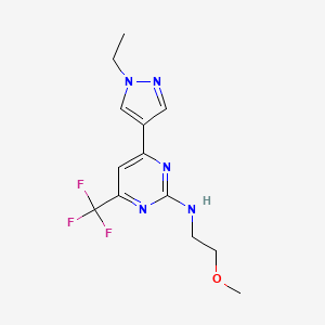 molecular formula C13H16F3N5O B10919125 4-(1-ethyl-1H-pyrazol-4-yl)-N-(2-methoxyethyl)-6-(trifluoromethyl)pyrimidin-2-amine 