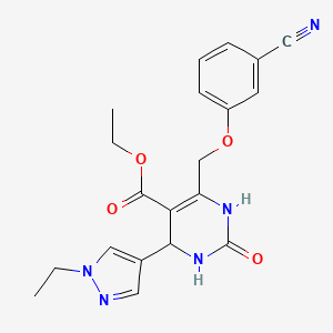 ethyl 6-[(3-cyanophenoxy)methyl]-4-(1-ethyl-1H-pyrazol-4-yl)-2-oxo-1,2,3,4-tetrahydropyrimidine-5-carboxylate