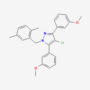 molecular formula C26H25ClN2O2 B10919149 4-chloro-1-(2,5-dimethylbenzyl)-3,5-bis(3-methoxyphenyl)-1H-pyrazole 