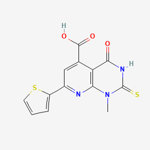 1-Methyl-4-oxo-2-sulfanyl-7-(thiophen-2-yl)-1,4-dihydropyrido[2,3-d]pyrimidine-5-carboxylic acid