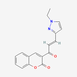 molecular formula C17H14N2O3 B10919192 3-[(2E)-3-(1-ethyl-1H-pyrazol-3-yl)prop-2-enoyl]-2H-chromen-2-one 