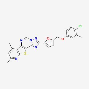 4-[5-[(4-chloro-3-methylphenoxy)methyl]furan-2-yl]-11,13-dimethyl-16-thia-3,5,6,8,14-pentazatetracyclo[7.7.0.02,6.010,15]hexadeca-1(9),2,4,7,10(15),11,13-heptaene