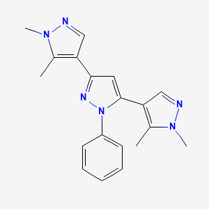 molecular formula C19H20N6 B10919243 3,5-bis(1,5-dimethylpyrazol-4-yl)-1-phenylpyrazole CAS No. 1006356-50-8