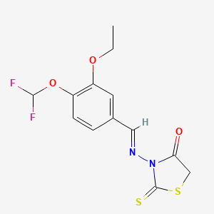 3-({(E)-[4-(difluoromethoxy)-3-ethoxyphenyl]methylidene}amino)-2-thioxo-1,3-thiazolidin-4-one