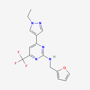 4-(1-ethyl-1H-pyrazol-4-yl)-N-(furan-2-ylmethyl)-6-(trifluoromethyl)pyrimidin-2-amine