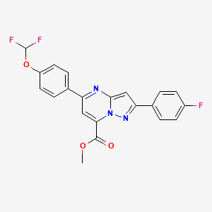 molecular formula C21H14F3N3O3 B10919311 Methyl 5-[4-(difluoromethoxy)phenyl]-2-(4-fluorophenyl)pyrazolo[1,5-a]pyrimidine-7-carboxylate 