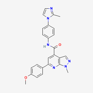 6-(4-methoxyphenyl)-1-methyl-N-[4-(2-methyl-1H-imidazol-1-yl)phenyl]-1H-pyrazolo[3,4-b]pyridine-4-carboxamide