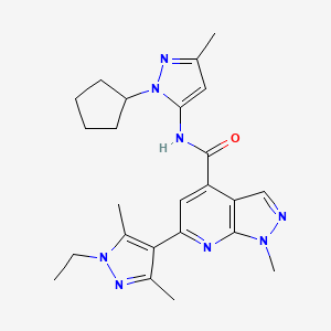 N-(1-cyclopentyl-3-methyl-1H-pyrazol-5-yl)-6-(1-ethyl-3,5-dimethyl-1H-pyrazol-4-yl)-1-methyl-1H-pyrazolo[3,4-b]pyridine-4-carboxamide